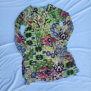 Raj ANTHROPOLOGIE Embroidered Bohemian Tunic Top Colorful  Embroidered sz XL